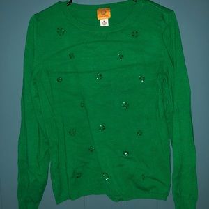 Green sweater with sparkles